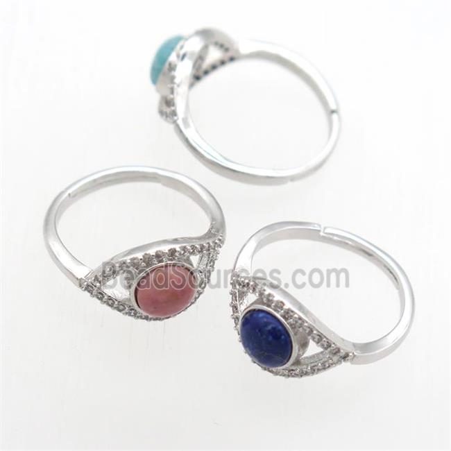 mix gemstone Rings, copper, platinum plated