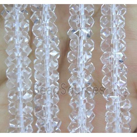 clear quartz beads, faceted rondelle