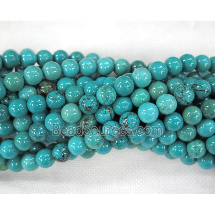 round turquoise beads, blue treated