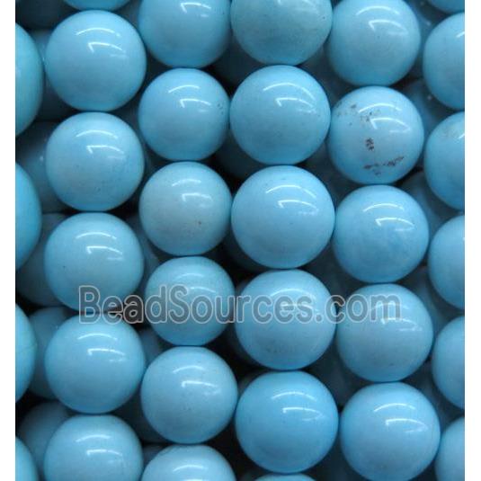 Natural Chinese Hubei Turquoise Beads, round, blue