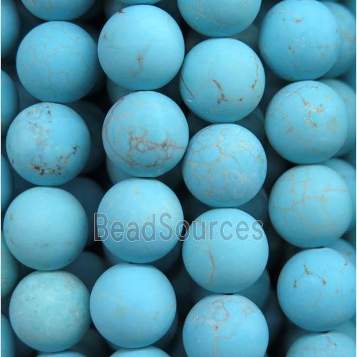 round matte Turquoise beads, blue treated