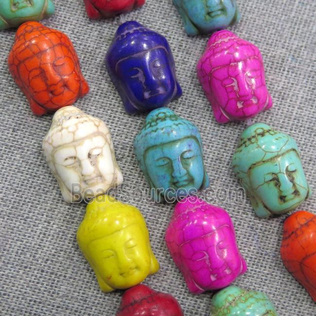 synthetic Turquoise buddha beads, mix color