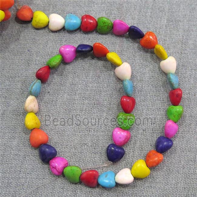 synthetic Turquoise heart beads, mix color