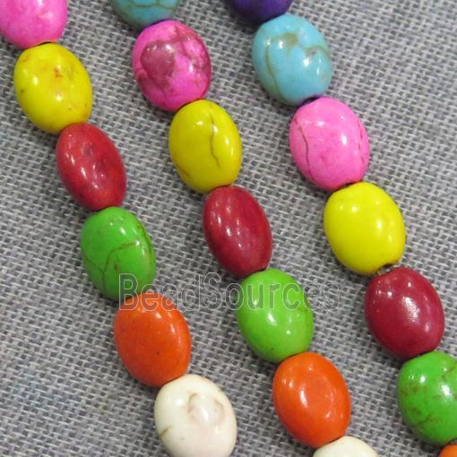 synthetic Turquoise oval beads, mix color