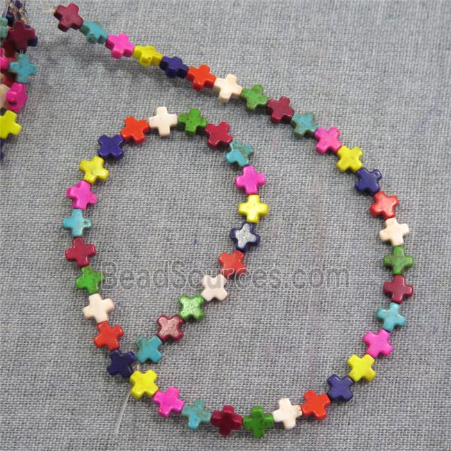 synthetic Turquoise cross beads, mix color