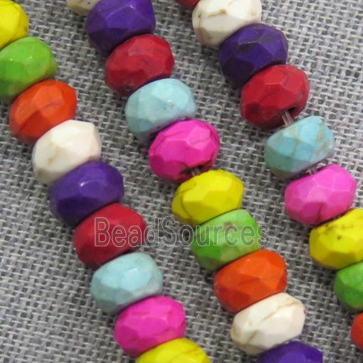 synthetic Turquoise beads, faceted rondelle, mix color