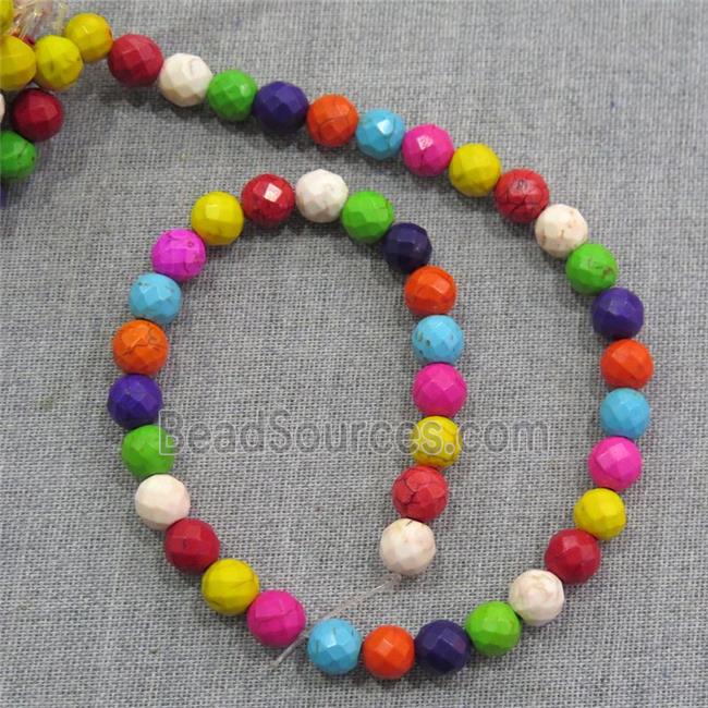 synthetic Turquoise beads, faceted round, mix color