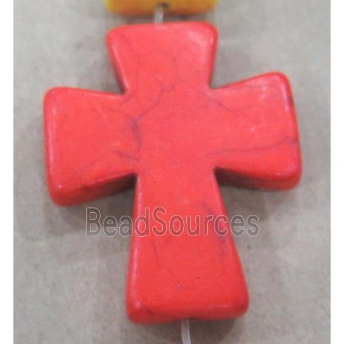 orange turquoise bead, cross, synthetic