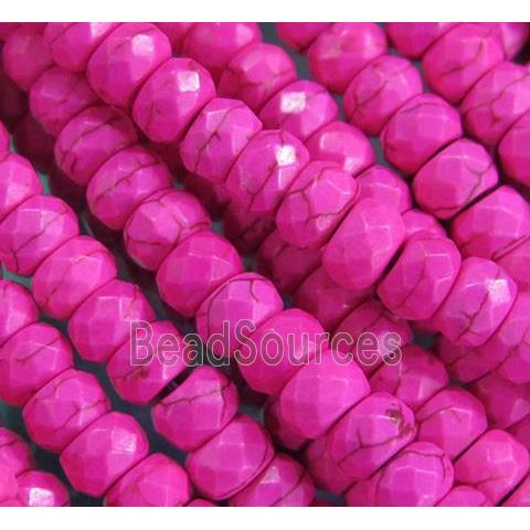 hotpink synthetic Turquoise beads, faceted rondelle