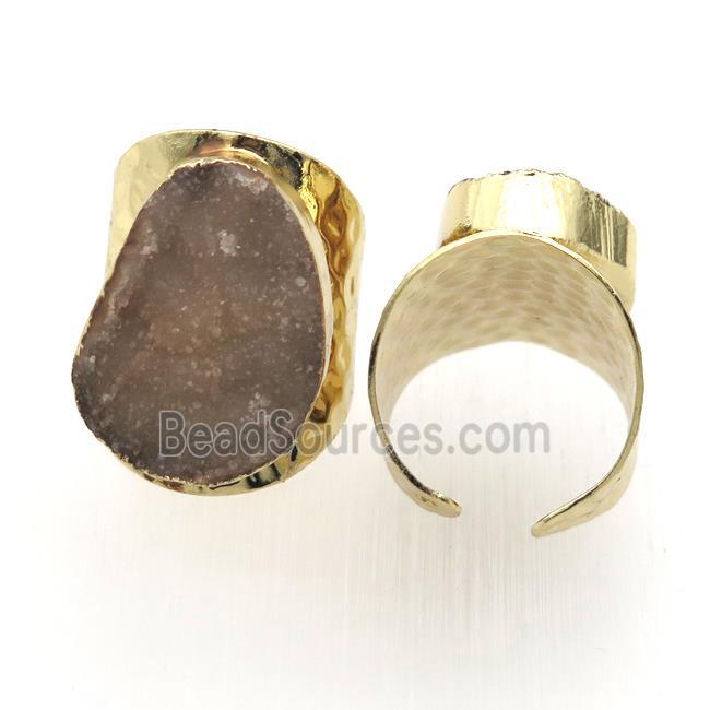 Agate Druzy Rings, copper, gold plated