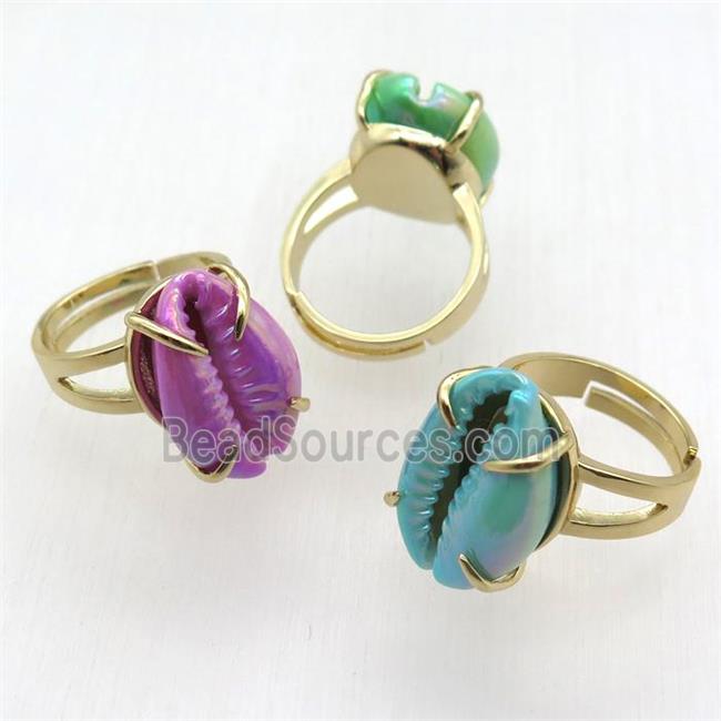 Conch shell Quahog Ring, copper, gold plated