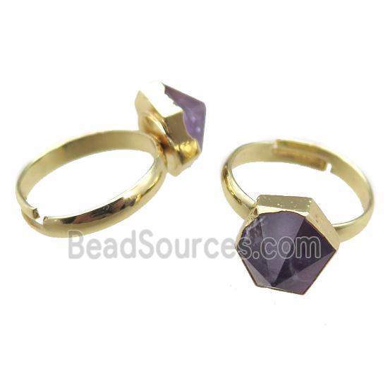 Amethyst Rings, gold plated