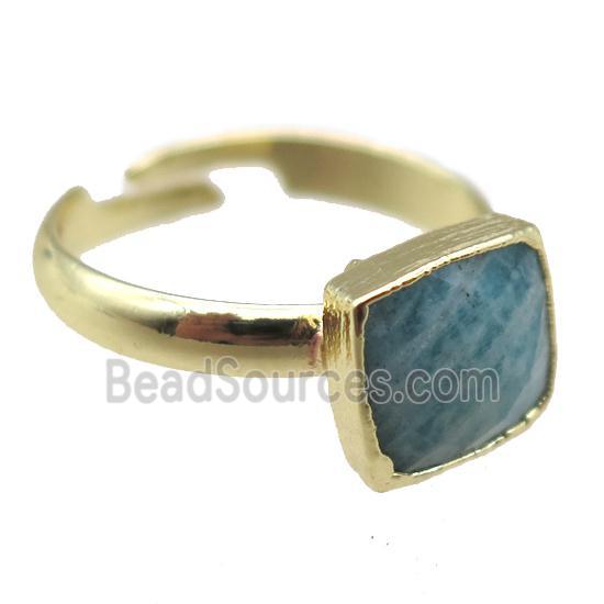 Amazonite Rings, square, gold plated