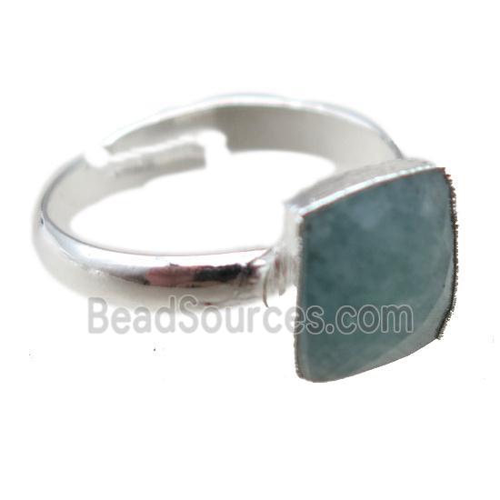 Amazonite Rings, square, silver plated