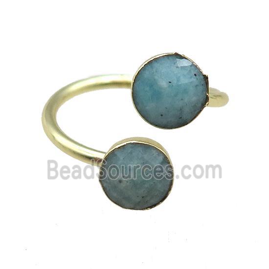 Amazonite Rings, circle, gold plated