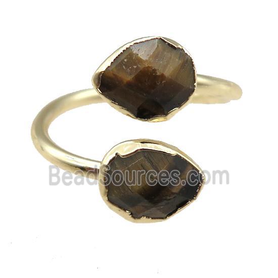 Tiger eye stone Rings, gold plated