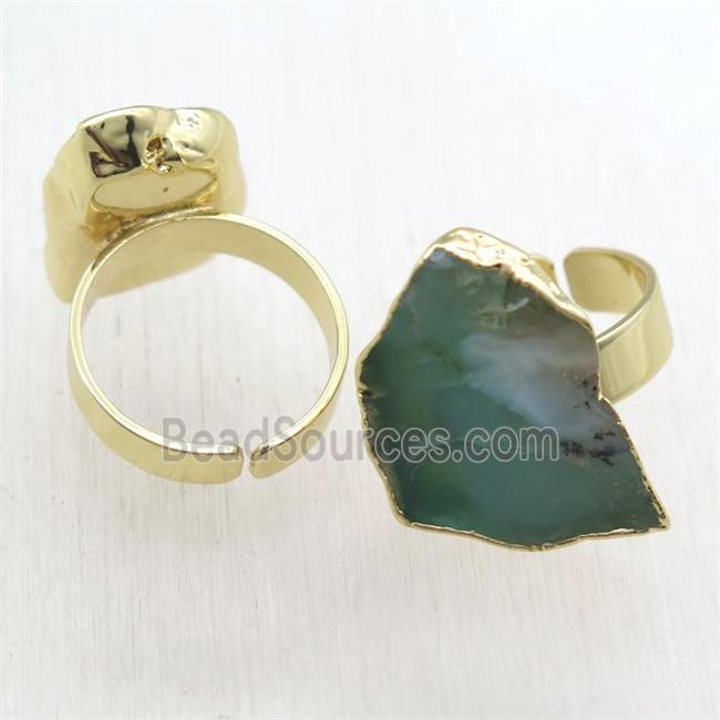 green Australian Chrysoprase Ring, gold plated