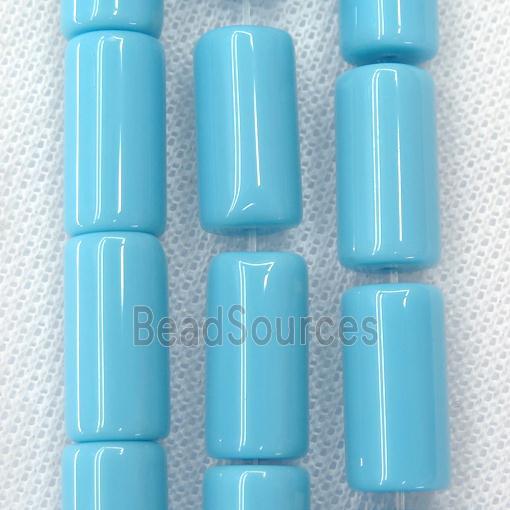 blue Jadeite Glass tube beads