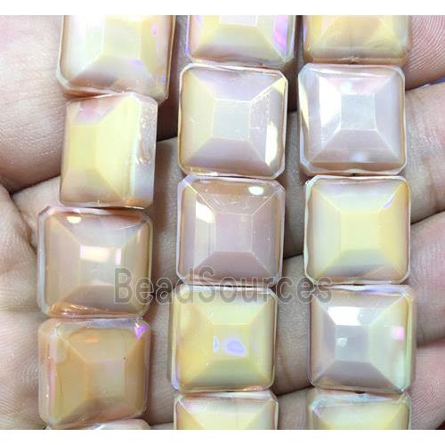 chinese crystal glass bead, faceted square