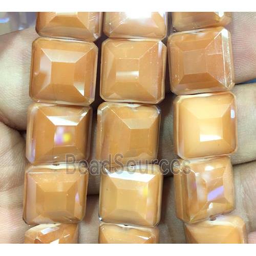 champagne chinese crystal glass bead, faceted square