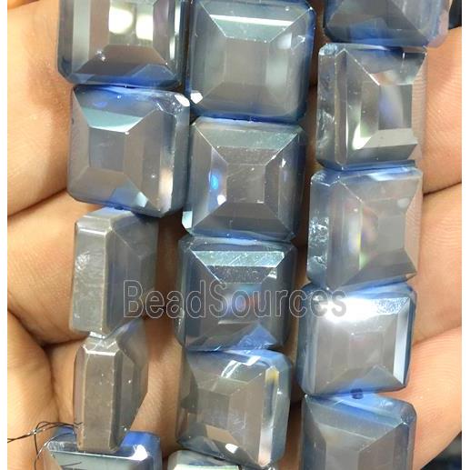 chinese crystal glass bead, faceted square, gray