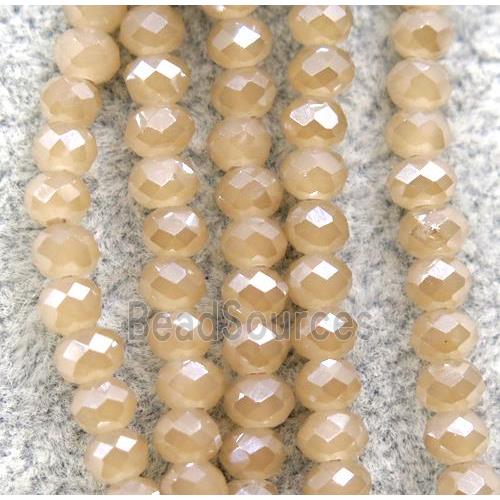 champagne chinese crystal glass beads, faceted rondelle, AB-color electroplated