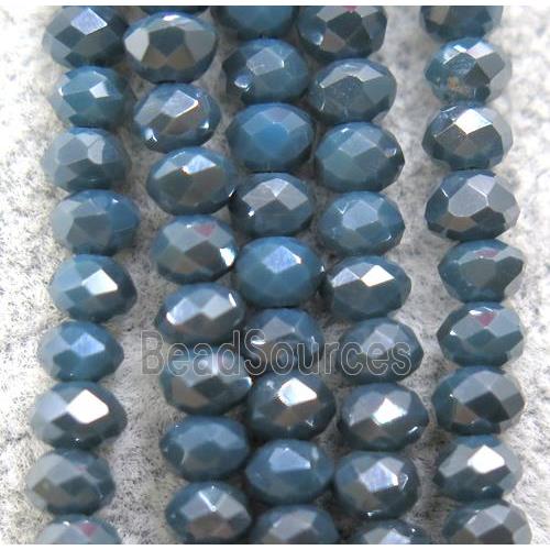 grayblue chinese crystal glass beads, faceted rondelle, AB-color electroplated