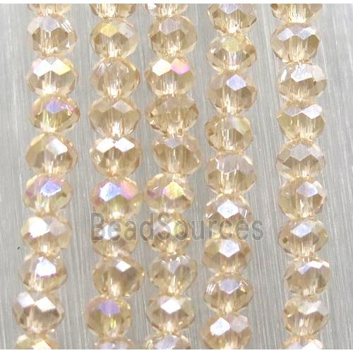 champagne chinese crystal glass beads, faceted rondelle