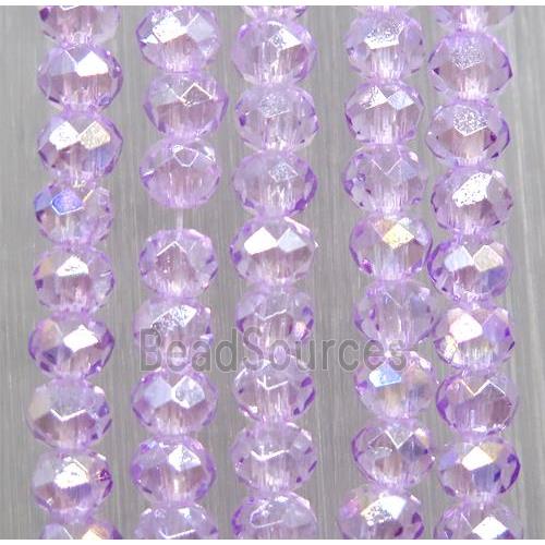 lt.purple chinese crystal glass beads, faceted rondelle