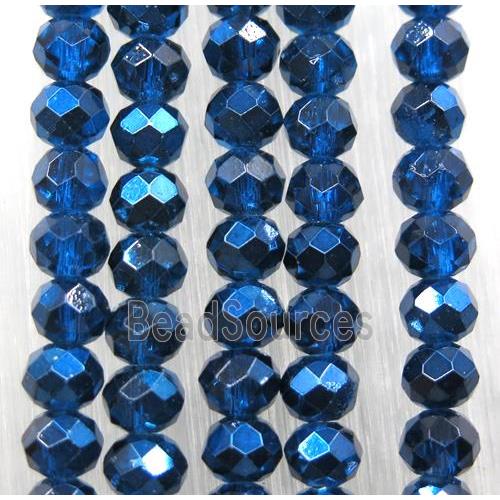 chinese crystal glass bead, faceted rondelle, blue