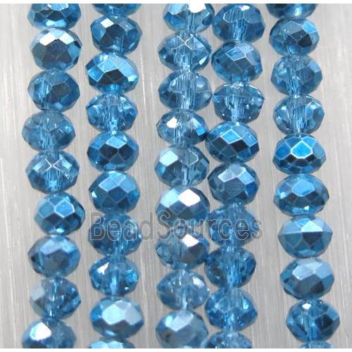 chinese crystal glass bead, faceted rondelle, blue