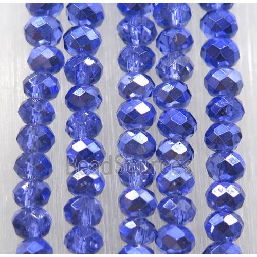 chinese crystal glass bead, faceted rondelle, blue