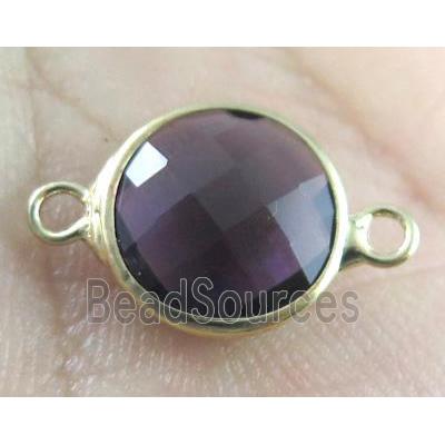 Chinese crystal glass connector, gold plated, purple