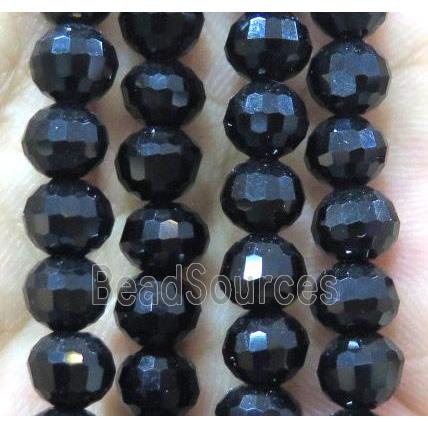 black Chinese crystal glass bead, faceted round