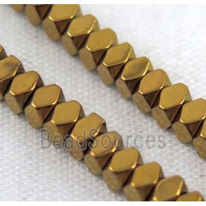 golden electroplated hematite rhombic beads