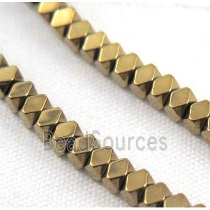 gold electroplated hematite rhombic beads