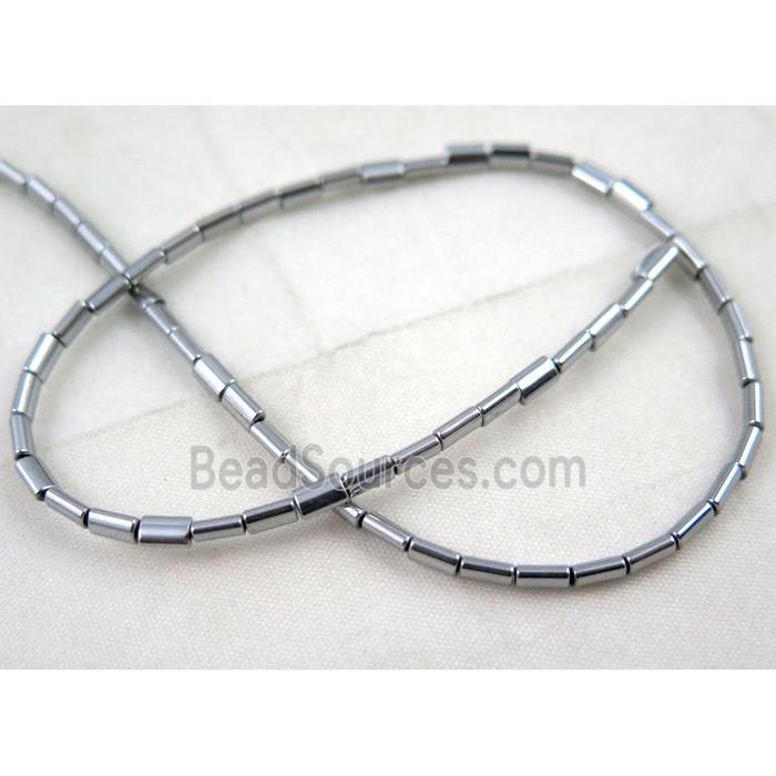 hematite tube beads, silver electroplated