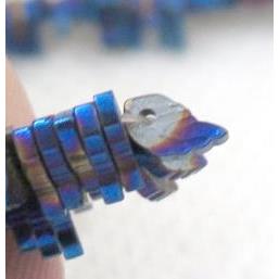 hematite beads, leaf, blue