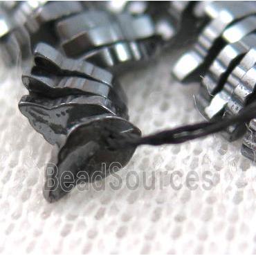 hematite beads, leaf, black