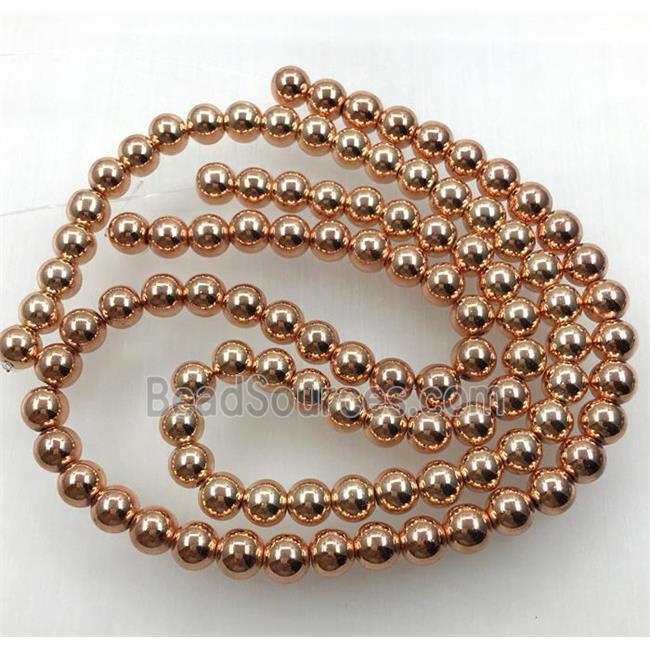 round hematite beads, rose gold