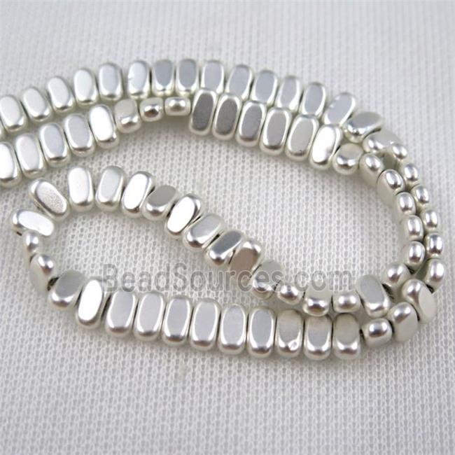 Hematite beads, oval, silver plated