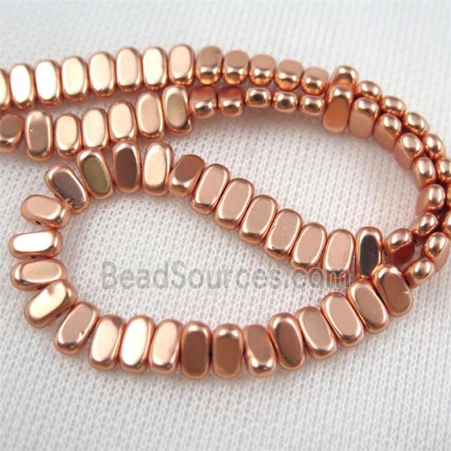 Hematite beads, oval, rose gold