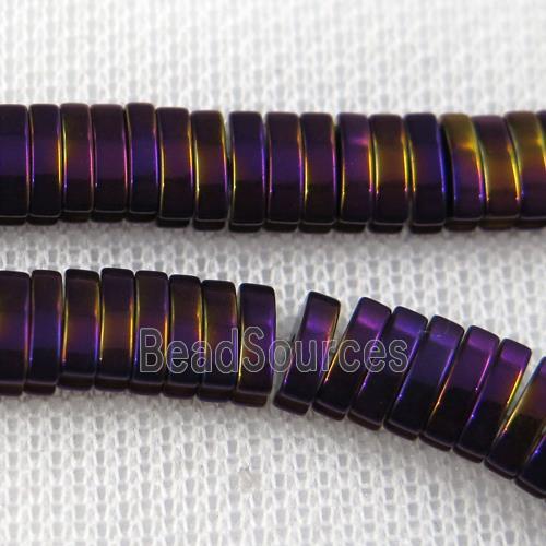 Hematite beads, oval, purple plated