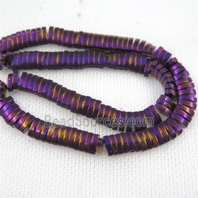 Hematite beads, oval, purple plated