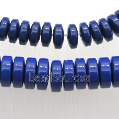 Taiwan Hokutolite Beads, heishi, blue treated