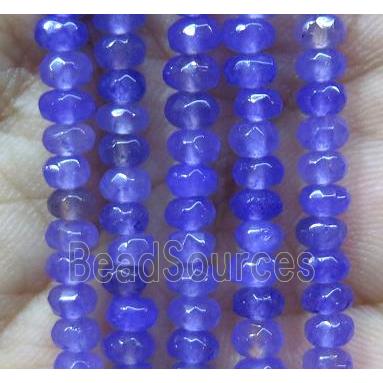 lavender Jade bead, faceted rondelle, dye