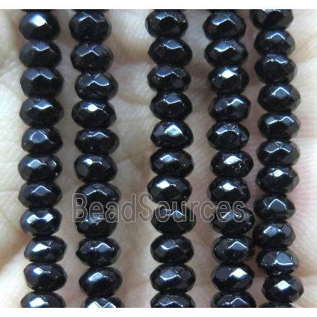 black Jade bead, faceted rondelle, dye