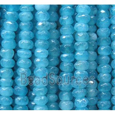 jade beads, faceted rondelle, aqua