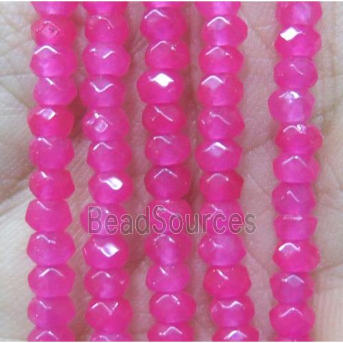 tiny jade bead, faceted rondelle, dye hotpink