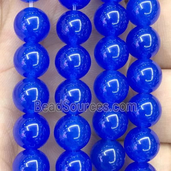 royal blue Malaysia Jade beads, round